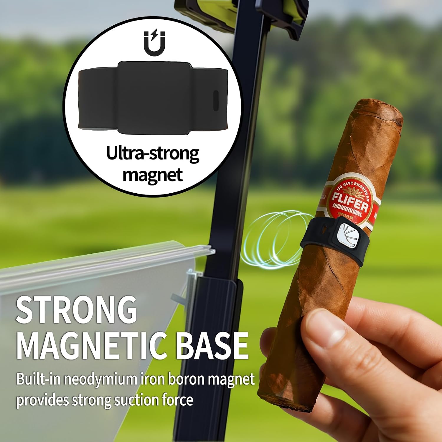 4PCS Adjustable Magnetic Cigar Holder for Golf Carts & Outdoor Use (Black)