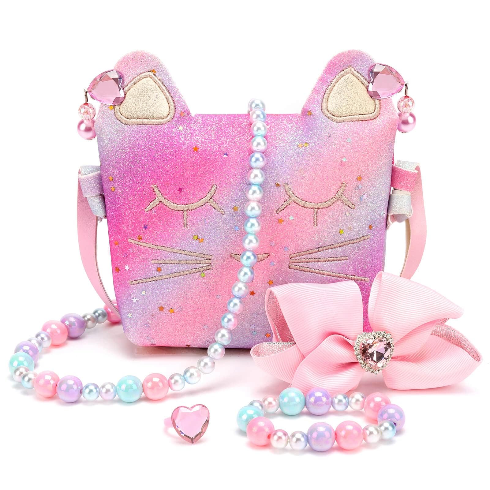 mibasies Purse for Little Girls Dress Up Jewelry Pretend Play Kids Accessories Mermaid Gifts