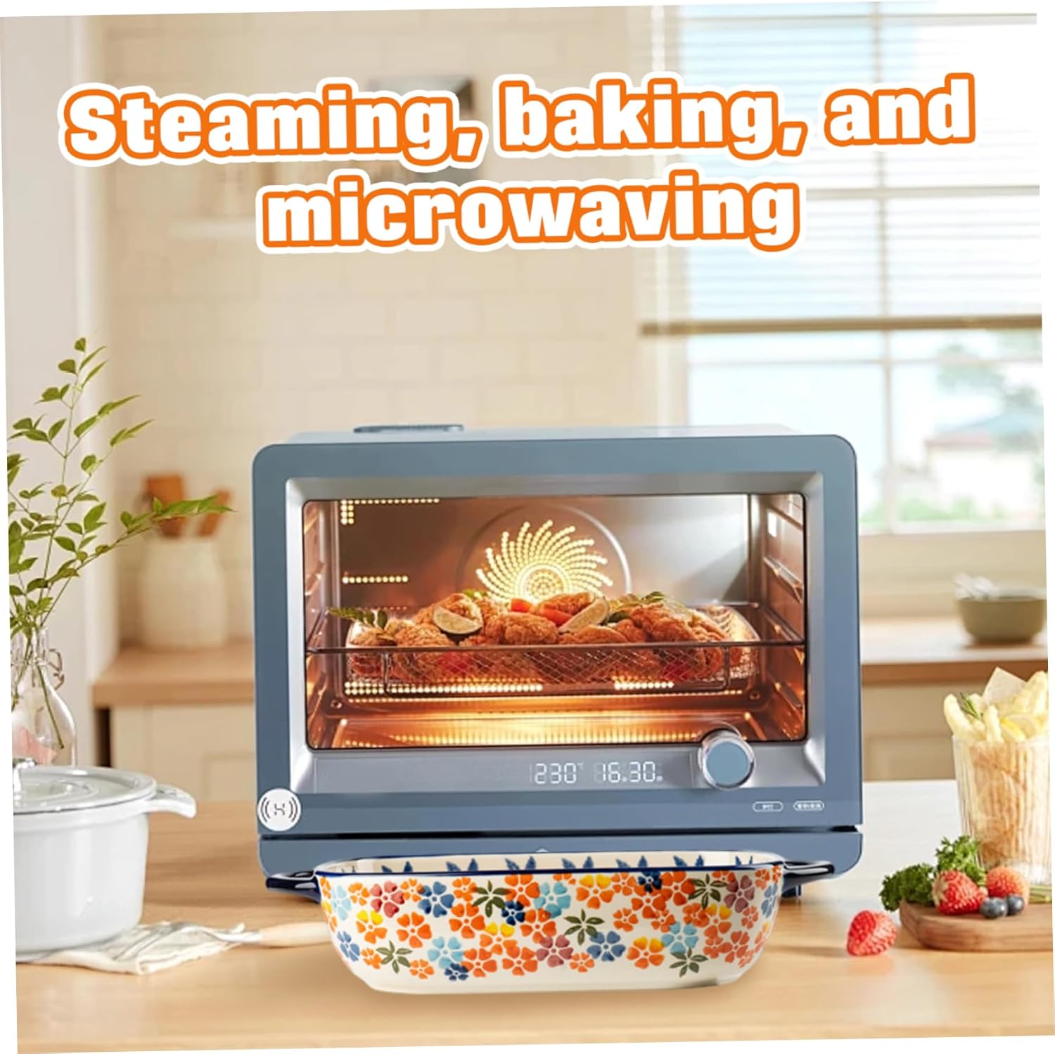 Casserole Dishes for Oven, 13x7.5x3 Inch Rectangular Ceramic Baking Dish with Ears Heat Resistant Easy to Clean Baking Pan