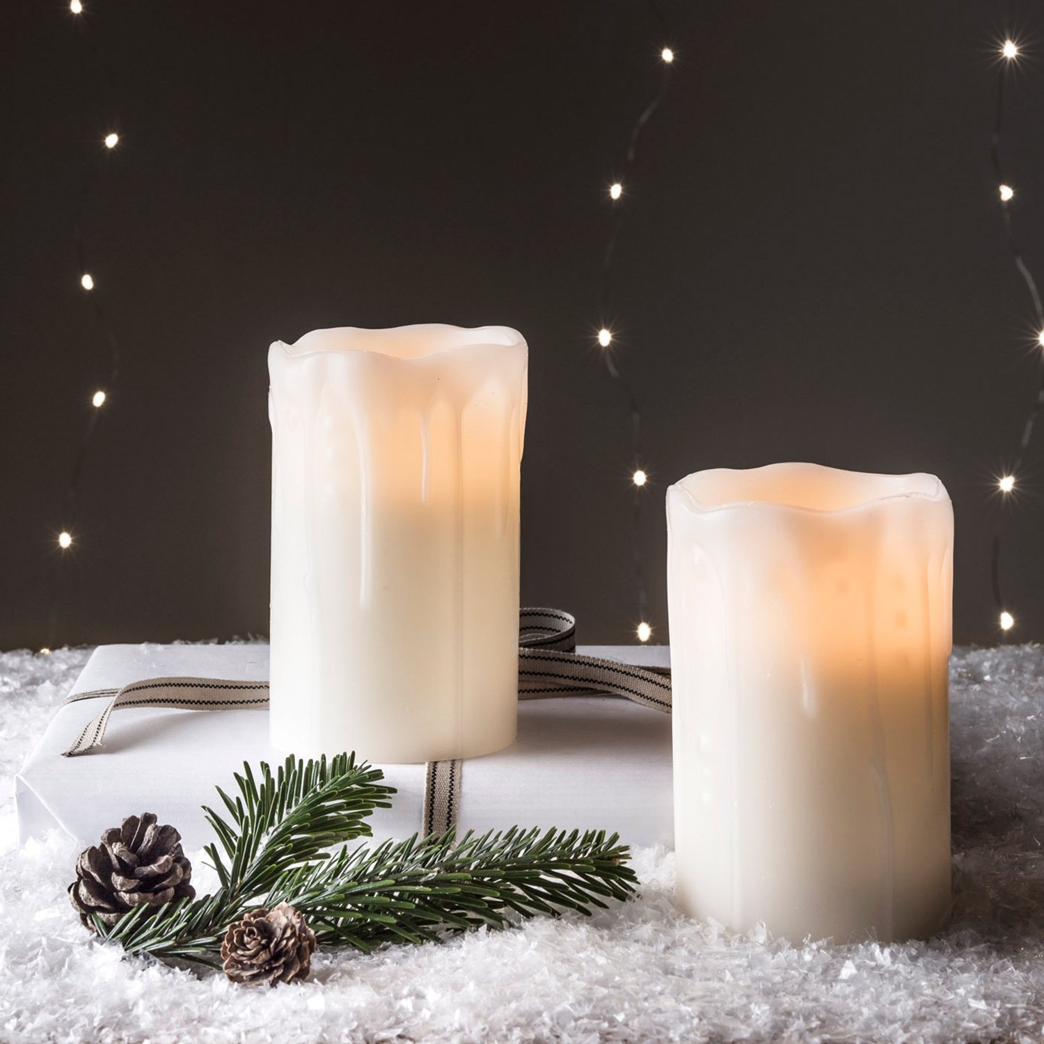 Lights4fun 6er Set LED Kerzen Echtwachs mit Zeitschaltuhr Batteriebetrieb