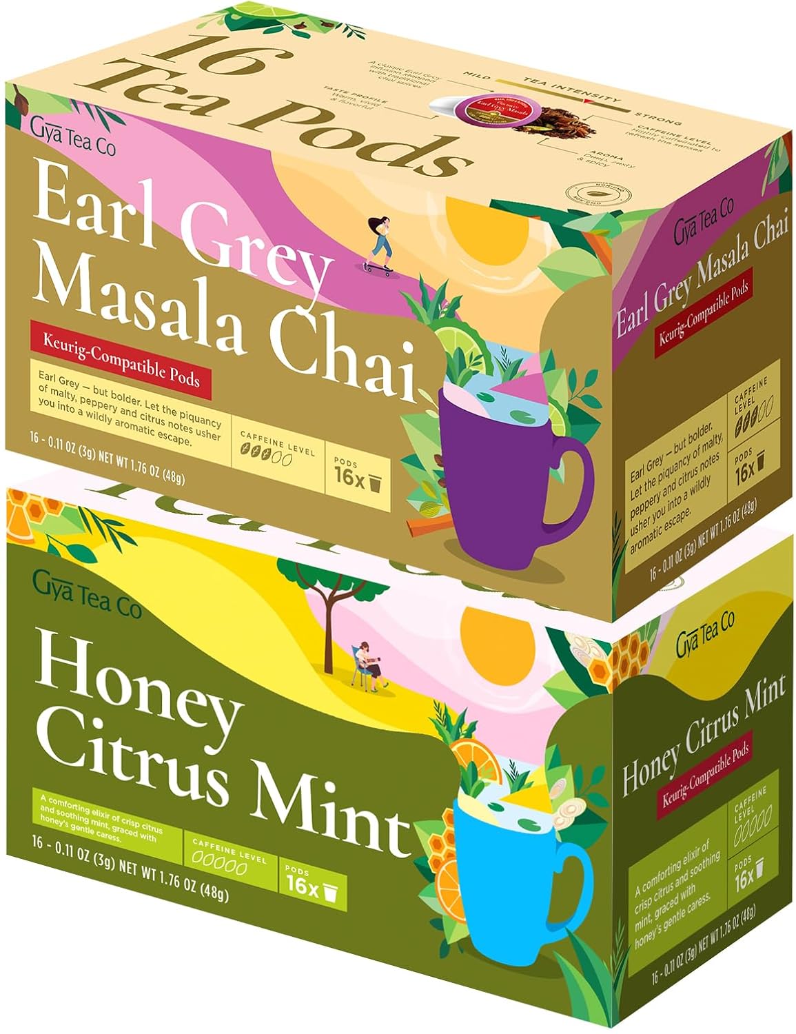 Gya Tea Co Earl Grey Masala Chai K Cups Tea Pods Variety