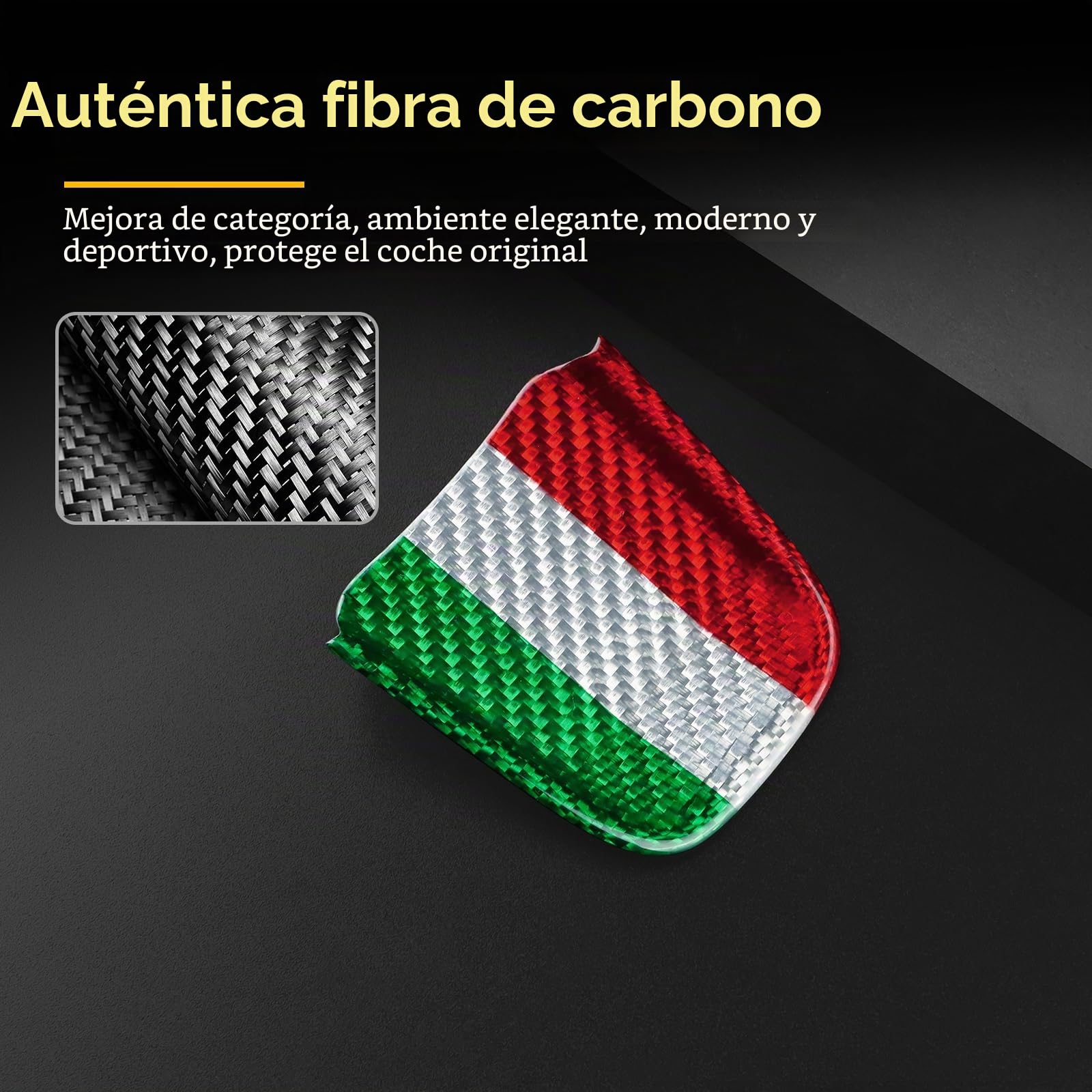 KUNGKIC Accesorios para FIAT 500 Abarth 595 2020 2021 2022 2023 2024 Real Fibra de Carbono Duro Coche Volante Cubierta de Barbilla Panel del Volante Adhesivo Interior Accesorios, Regalo, Color