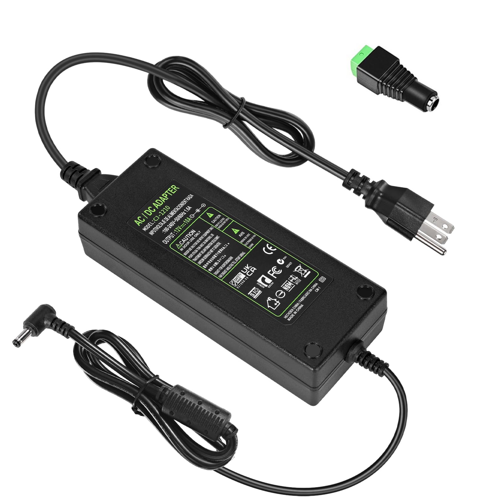 12V 10A Power Supply Adapter 120W 110-240V AC to DC 24V Transformer, 24 Volts DC Power Supply for LED Light CCTV Camera Monitor, 120W Switching