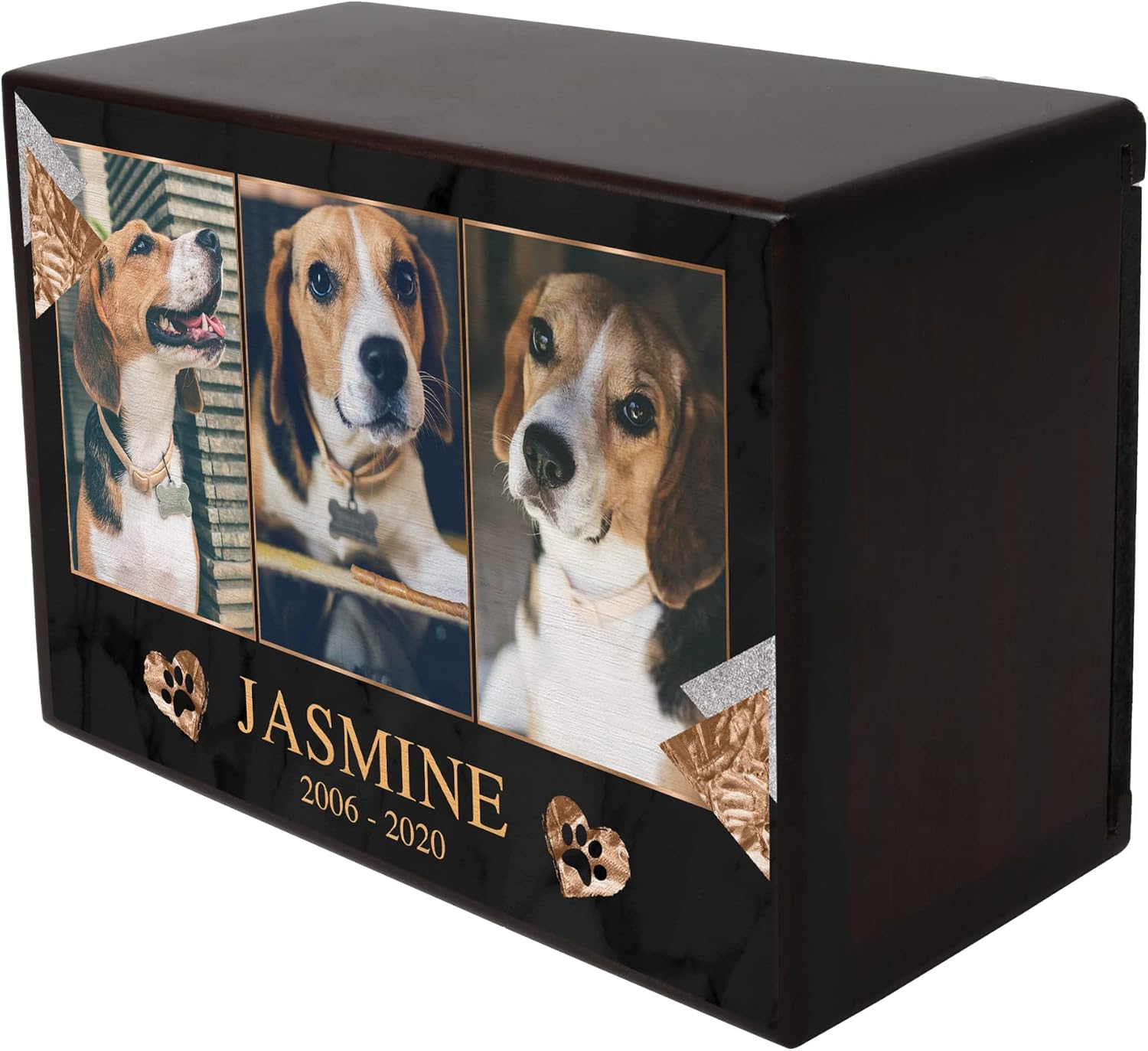 Custom Pet Keepsake Urns for Dogs, Wooden Box for Pet Ashes with Photo for Your Beloved Pets, Pet Cremation Urns as Sympathy Gifts for Pet Lovers - Small, 6" x 4" x 2.75" (Design 1) - Image 2