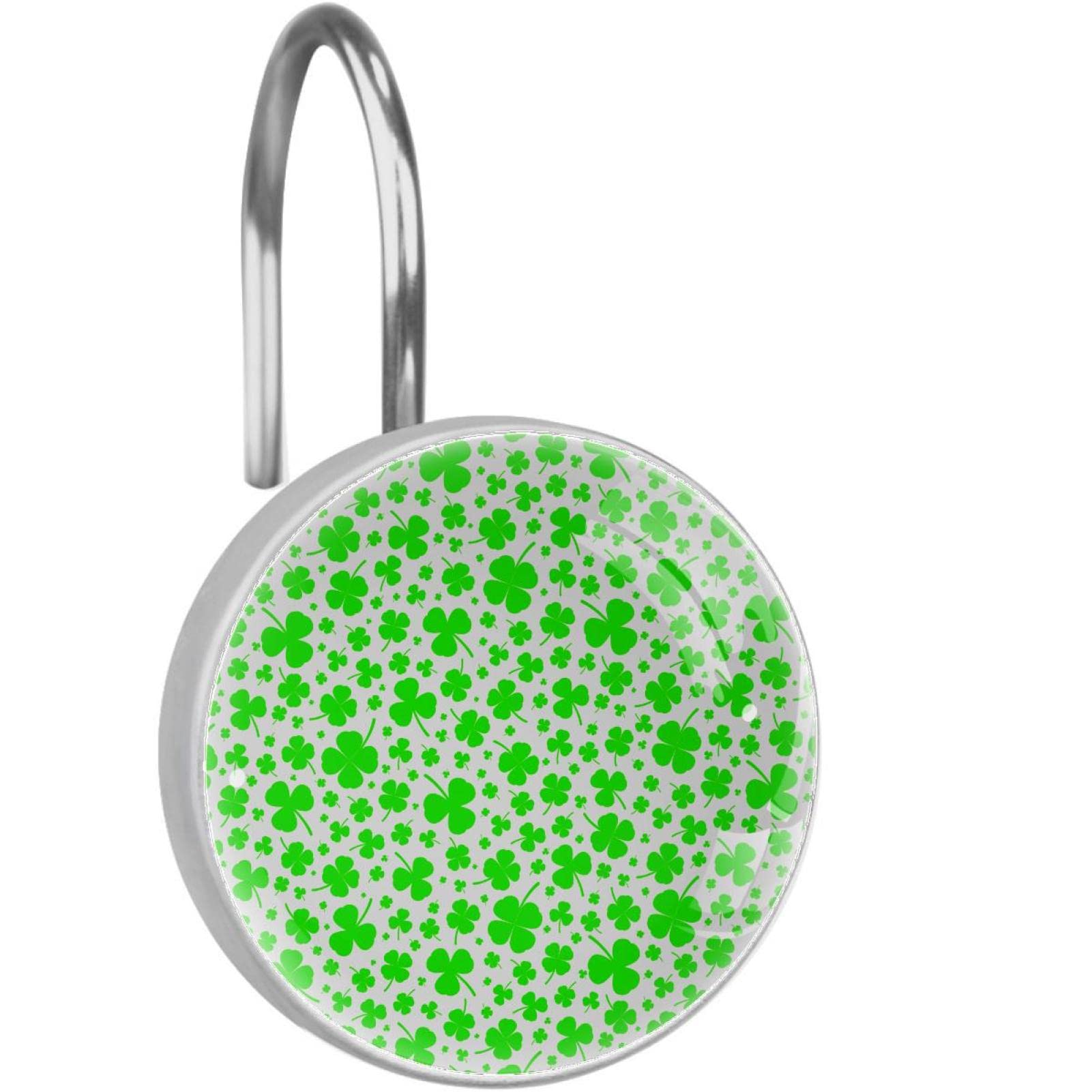 Crochets de douche en métal antirouille de qualité supérieure avec motif trèfle vert chic