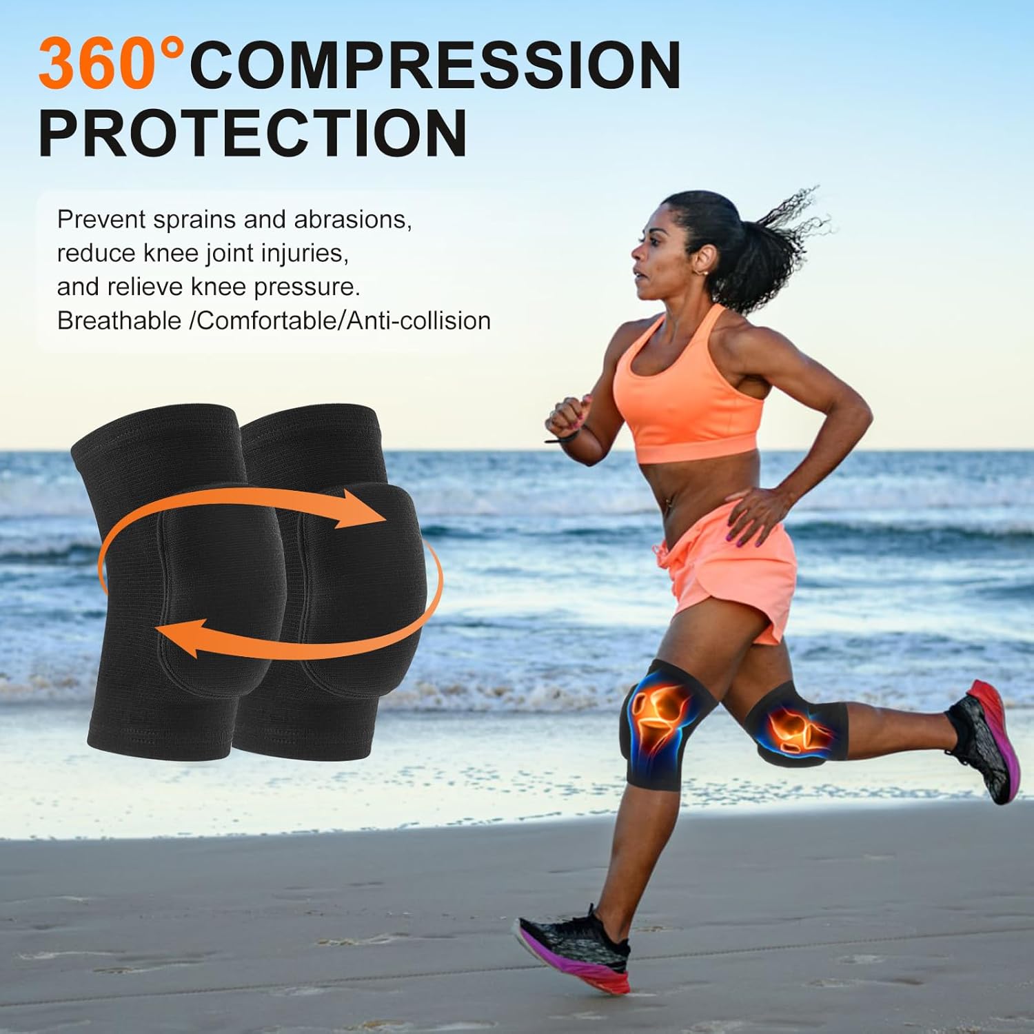 Volleyball Knee Pads for Women, Men, Youth, Girls, Kids, Knee brace for Volleyball Basketball Football Dance Yoga Tennis Running Cycling Workout Climbing Wrestling - Image 3