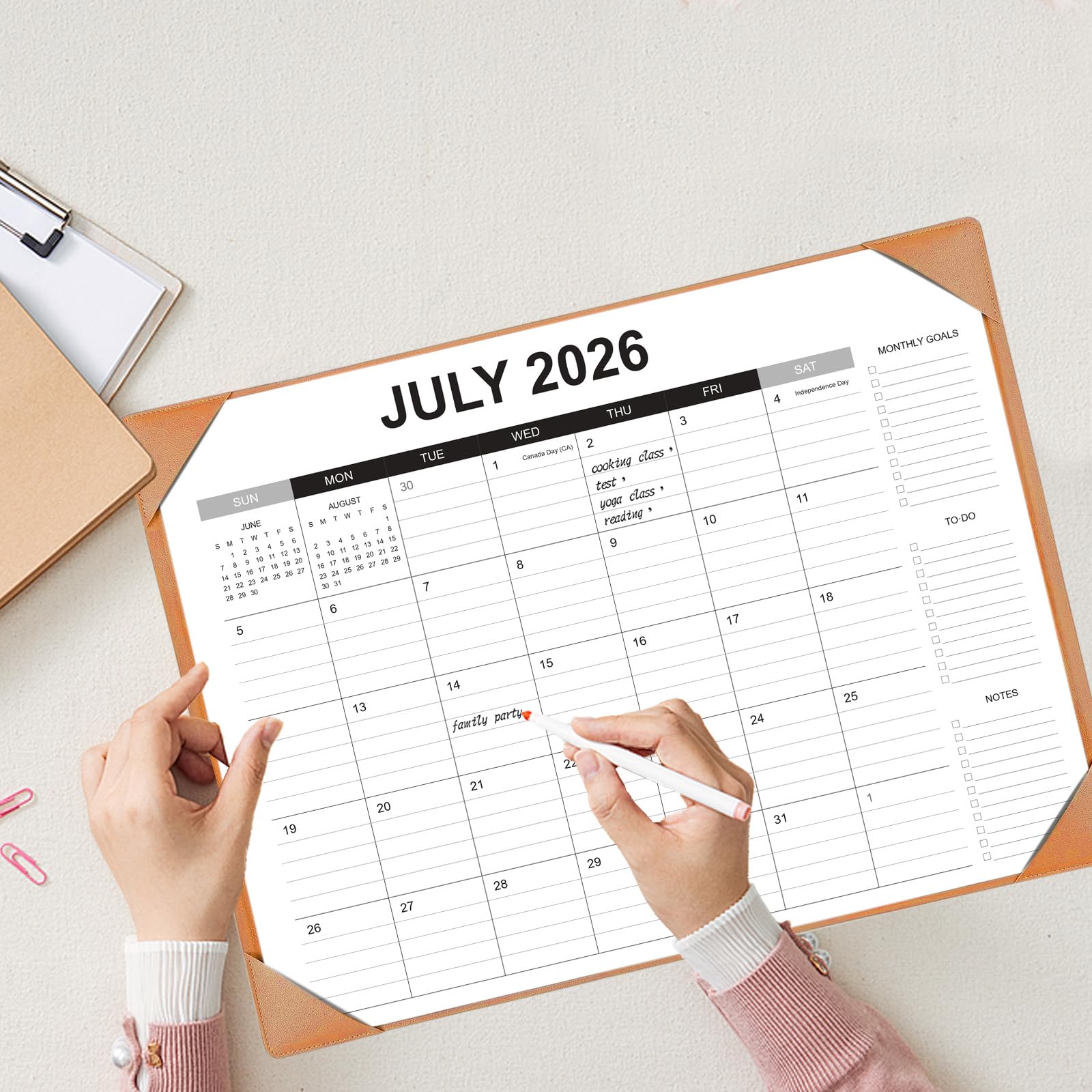 Calendario da scrivania 2026-2027 con tappetino da scrivania, 55,9 x 43,2 cm, grande calendario da scrivania va da gennaio 2026 a giugno 2027, calendario mensile da scrivania per casa e ufficio