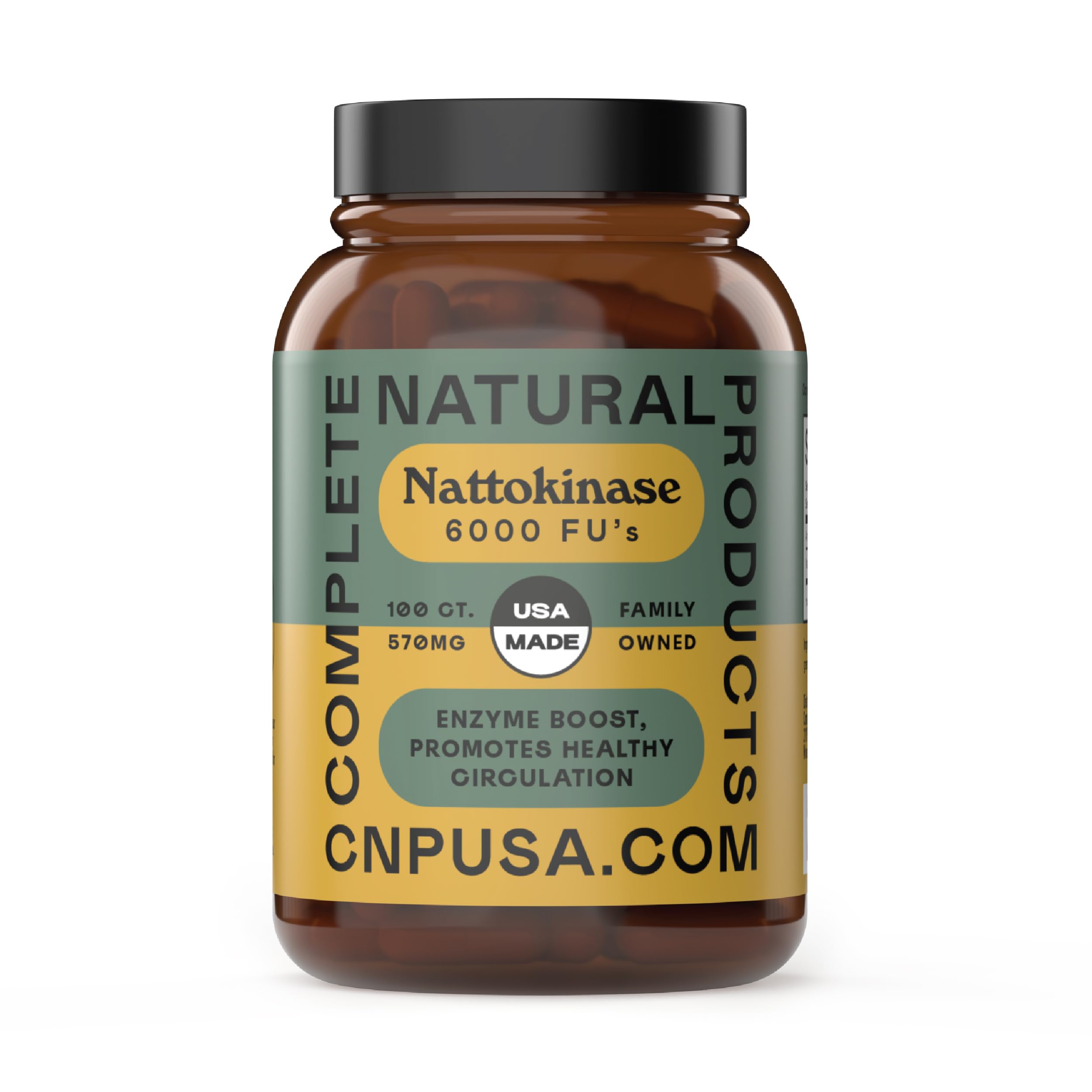 Complete Natural Products Nattokinase Capsules - 100 Count 570Mg 6000Fu'S, Support Healthy Circulation, Natto Enzymes, Gluten Free, Pure Soy Enzyme, Vegan, Non-GMO