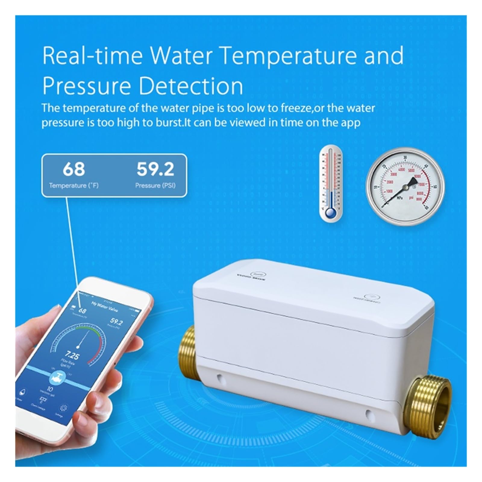 Tuya-válvula De Agua Inteligente WiFi, Control Encendido/apagado, Medición Presión Agua/caudal/temperatura, Monitoreo Del Consumo