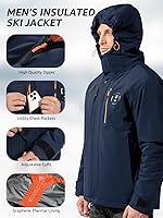 Vista 3 de Chaqueta térmica impermeable a prueba de viento para hombre, con capucha, aislada, ligera, abrigo de nieve de invierno con múltiples bolsillos