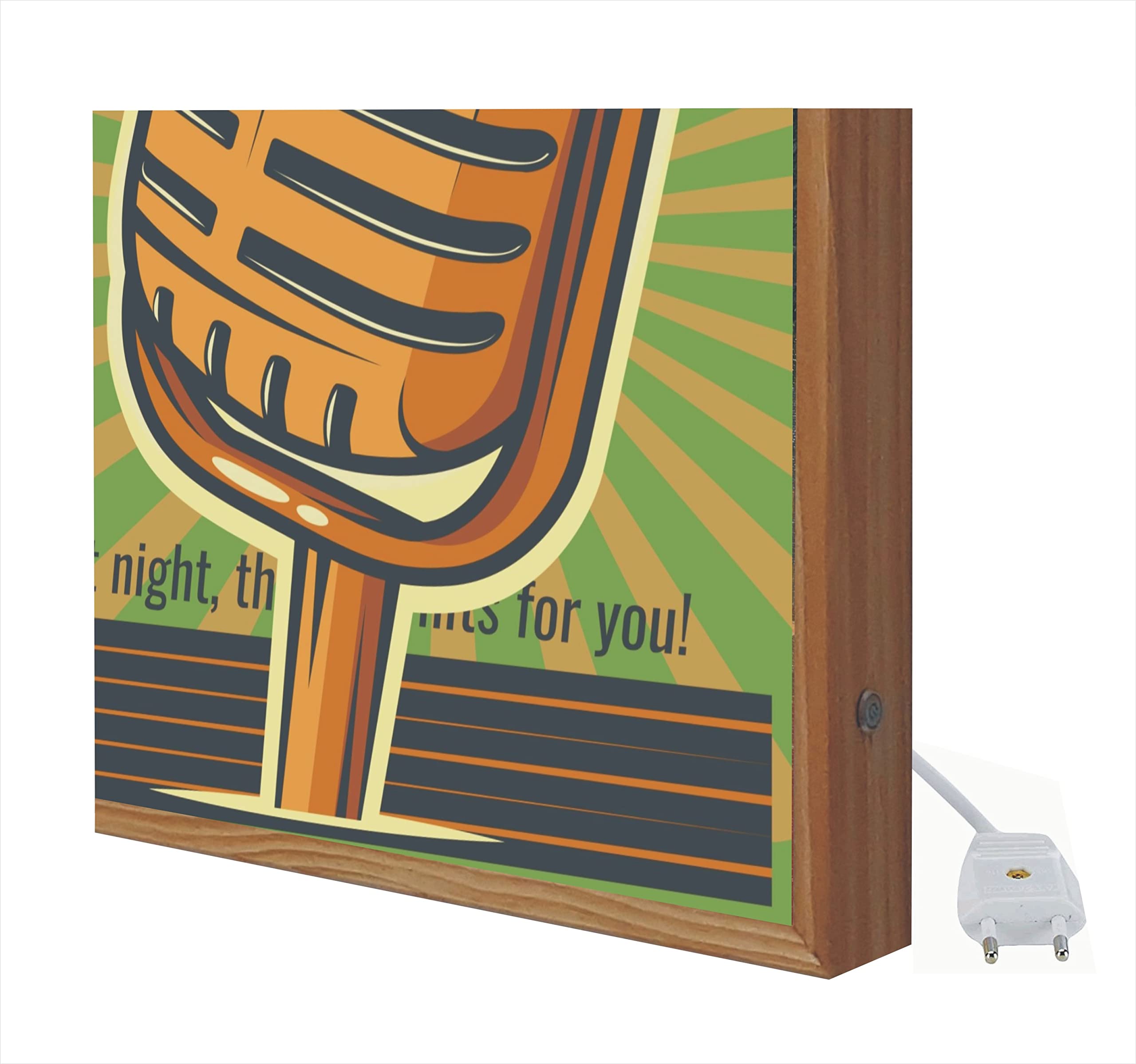 Cartel de Madera con Luz Leds Retro Party