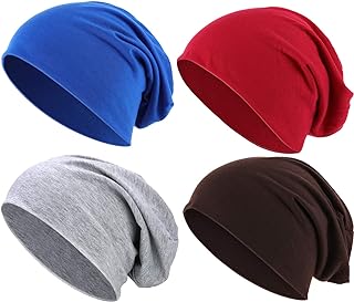 4 Pieces Thin Knit Slouchy Cap Beanies Hat Unisex Hip-Hop Sleep Cap Dwarf Hat