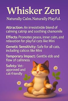 Whisker Zen Natural Catnip and Chamomile Blend for Cats, Calming Herbal Mix (4oz Bag)