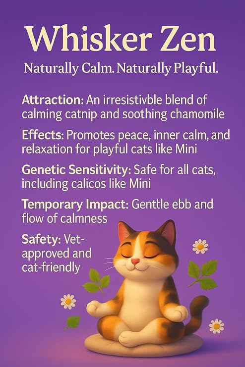 Whisker Zen Natural Catnip and Chamomile Blend for Cats, Calming Herbal Mix (4oz Bag)