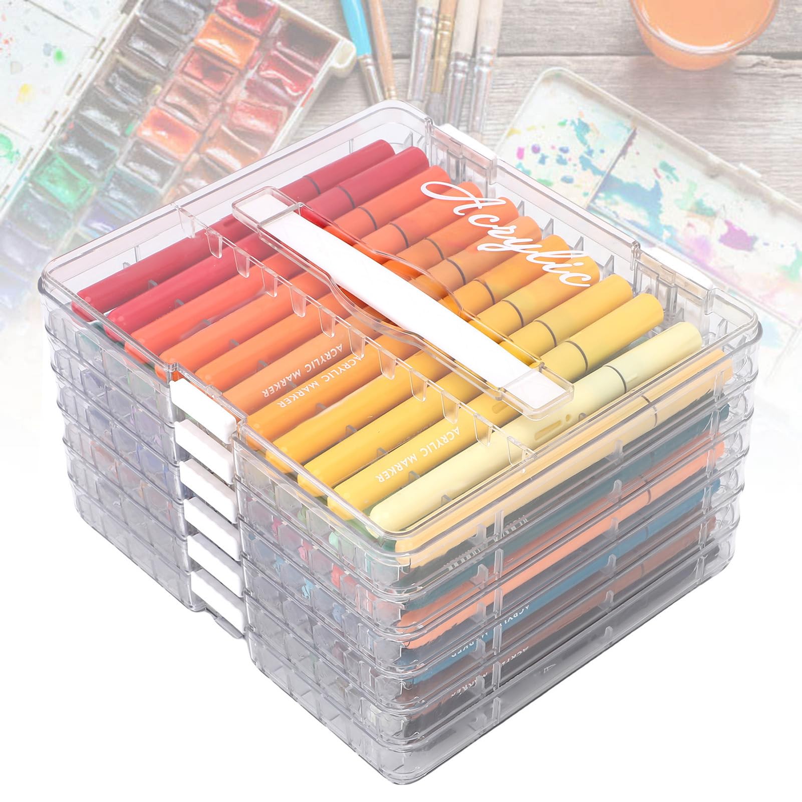 Naroote Set di Pennarelli Acrilici da 72 Colori, Pennarelli con Punta a Pennello, Acrilici Vivaci per Pittura su Roccia, Tessuto, Tela, Legno, Pietra, Vetro, Ceramica, Artigianato Fai-da-te
