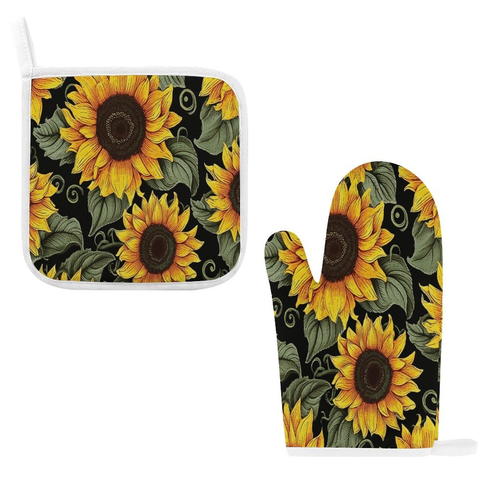 Fodpand Style Floral Sunflower Oven Mitts And Pot Holders Sets