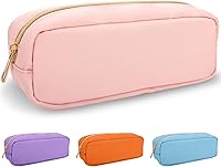 Vista 25 de izuzta Bolsa de maquillaje pequeña de nylon, linda bolsa preppy, bolsa con cremallera para cosméticos, Beige, Chico