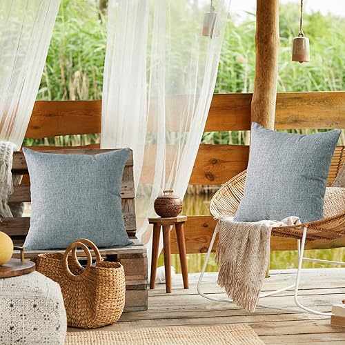 Miniatura 2 de OTOSTAR Juego de 2 fundas de almohada impermeables para exteriores de 18 x 18 pulgadas, fundas de almohada decorativas para patio, jardín, fundas