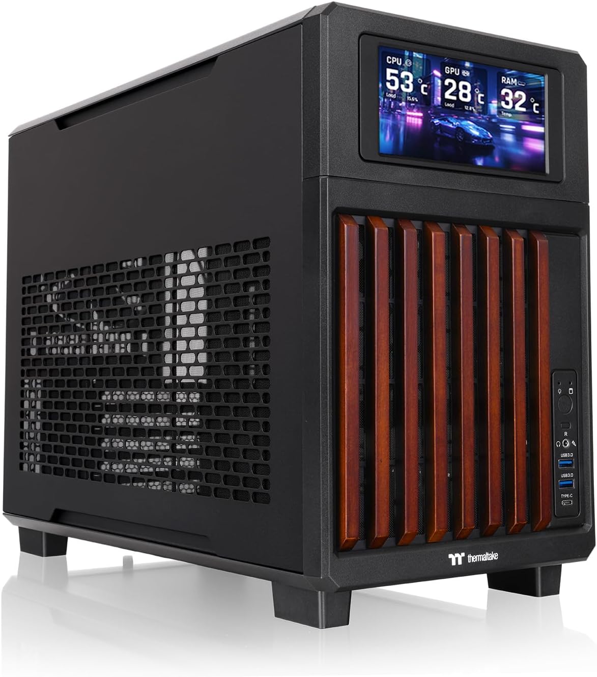 Thermaltake TR200 WS; Micro Chassis; Wood Front Trim; mATX/mITX Support; 360mm Radiator Support; 365mm GPU Clearance; 175mm Air Cooler Clearance; 5.25" Bay Support; Snow; CA-11L-00S6NN-WS image 4