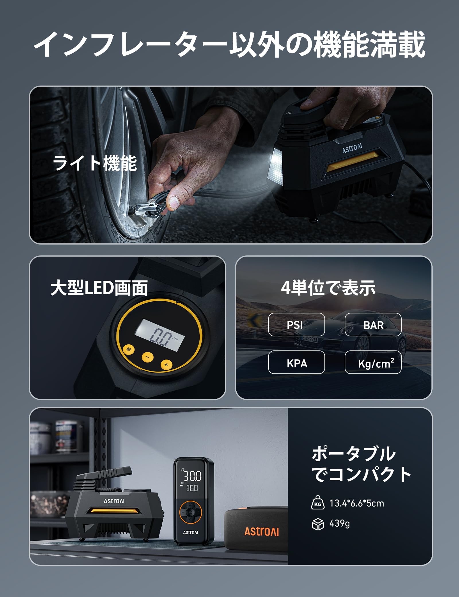AstroAI エアーコンプレッサー 電動空気入れ 5 in 1 全バルブ対応 Amazon.co.jp: AstroAI エアーコンプレッサー 電動空気入れ 5 in 1