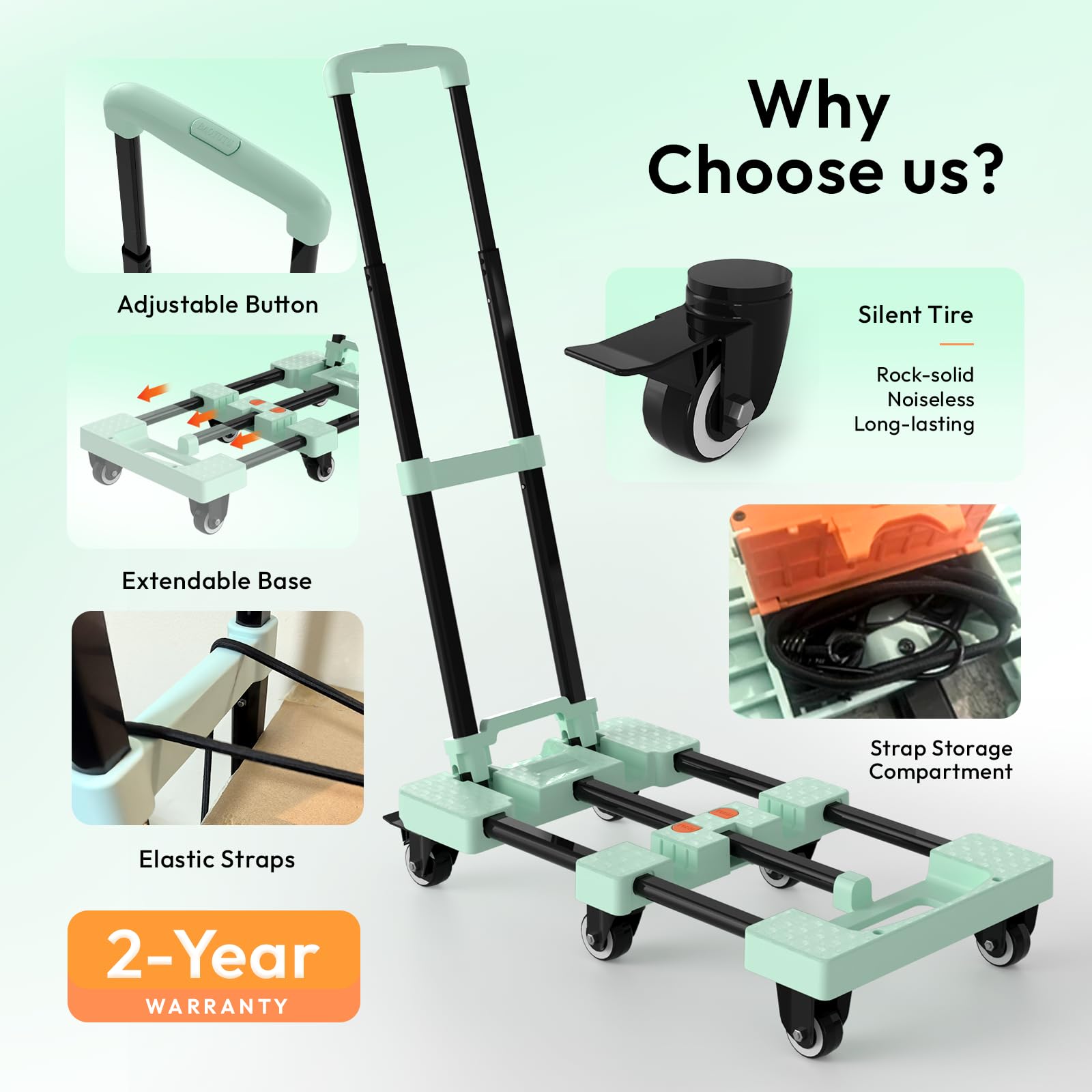 Folding Hand Truck - 500lbs Portable Dolly -2