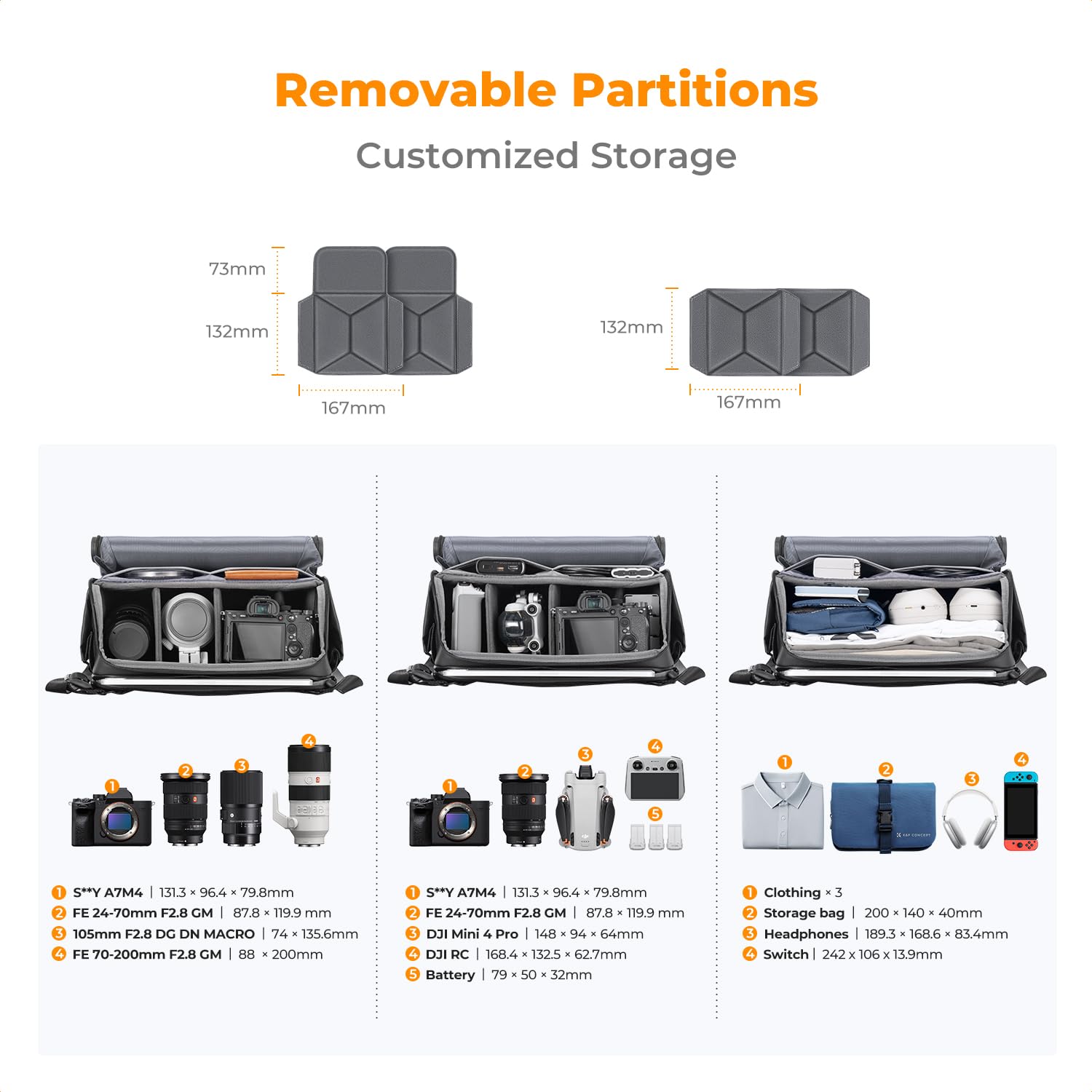 K&F Concept Camera Sling Bag Camera Crossbody Shoulder Backpack DSLR/SLR/Mirrorless Camera Case Photography Bags for Men and Women