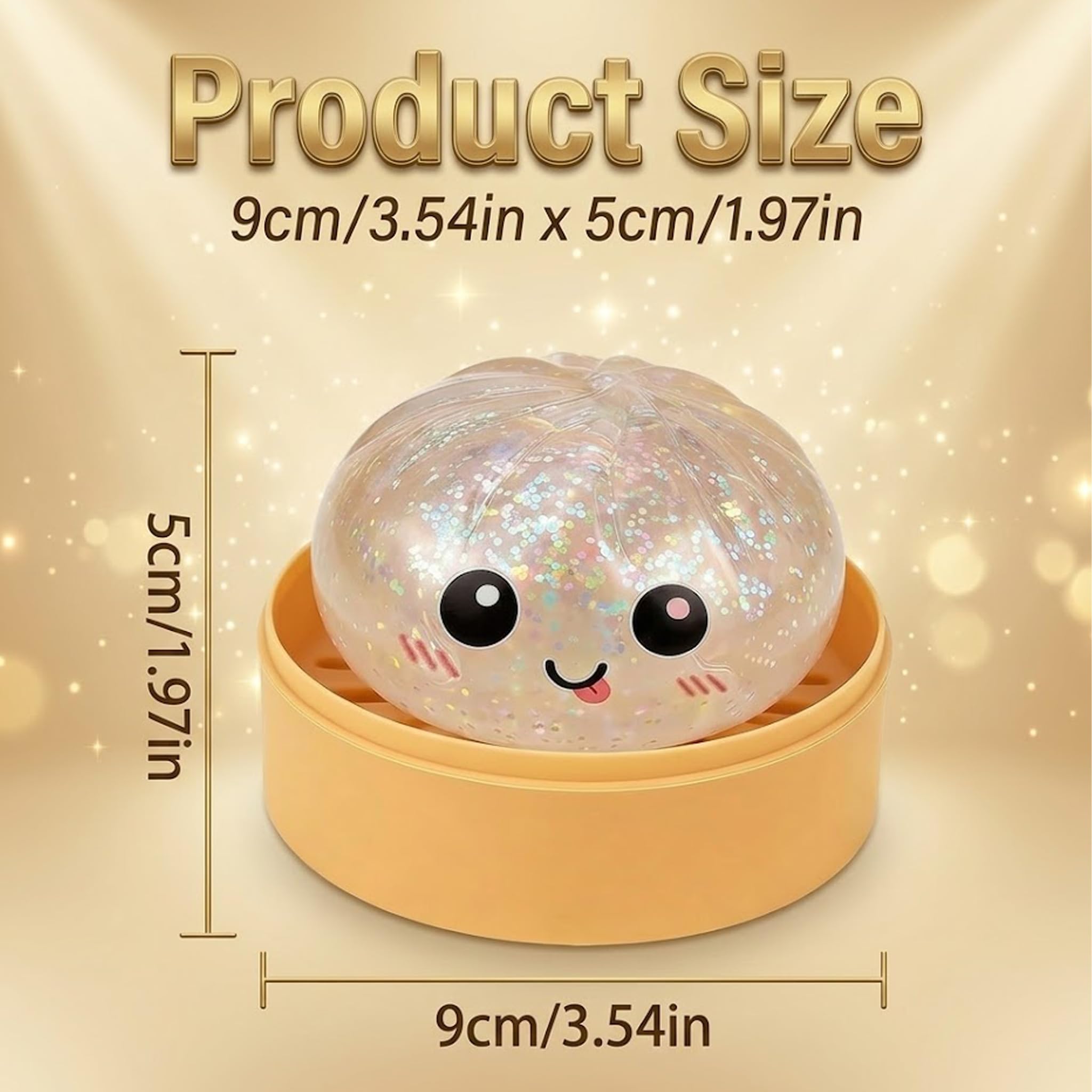 2026 New Glitter Dumpling Squishy, Mystery Dumpling Squishy with Steamer Box, Slow Rising Stress Relief Squeeze, Soft Dumpling Squishy Desk Accessory Novelty Gift — view 7