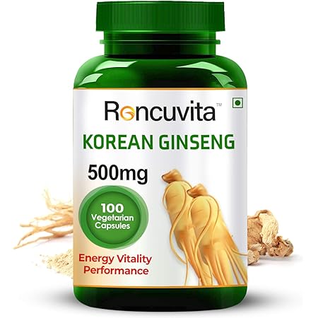 Buy RONCUVITA™ Grade A Korean Ginseng 500mg, 100 Vegetarian Capsule for Energy Vitality Performance Online at Low Prices in India - Amazon.in