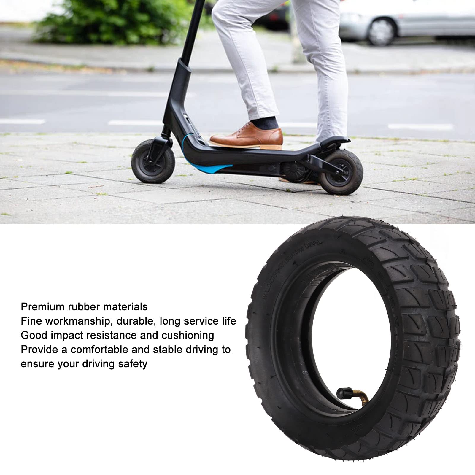 Pneu Scooter Électrique, Pneu Anti-Choc Gonflable Intérieur Extérieur 8.5x3.0 en Caoutchouc Résistant avec Adhérence Améliorée pour Remplacement de Roue E-Scooter