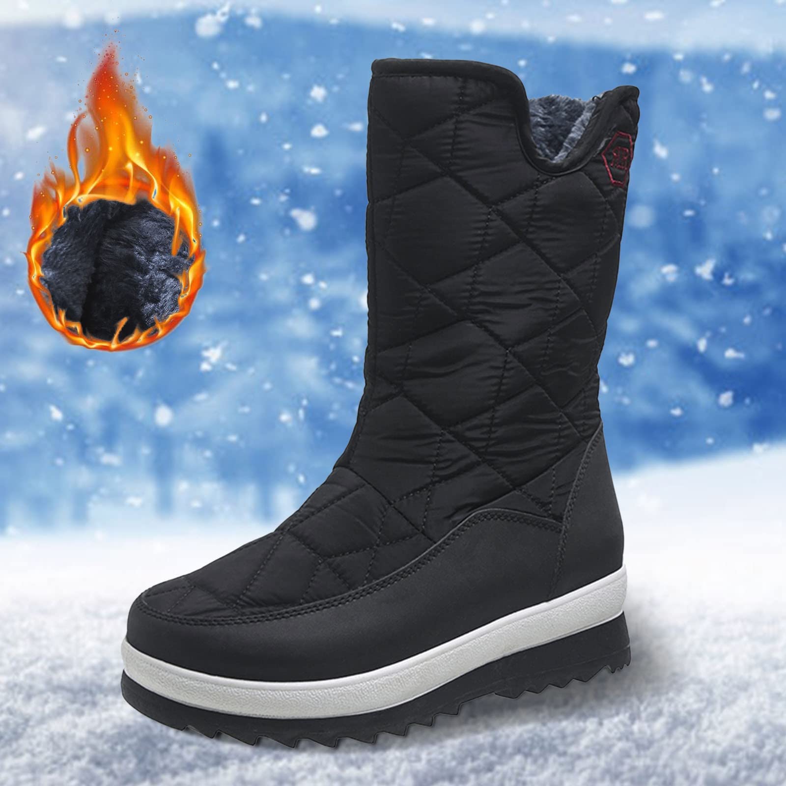 Scarpe Neve Donna 2026 Stivali da alla Autunno e Inverno Fondo Spesso Antiscivolo Cerniera A Tubo Lungo Caldi Confortevoli Scarponcini Uomo Invernali Stivale
