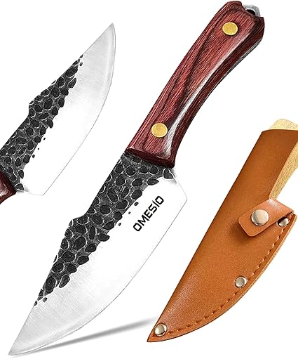 El cuchillo de caza de hoja fija de 10.5 cm de PURPLEBIRD es compacto y versátil, ideal para actividades al aire libre. Su diseño único y su funda de cuero lo convierten en un regalo perfecto.