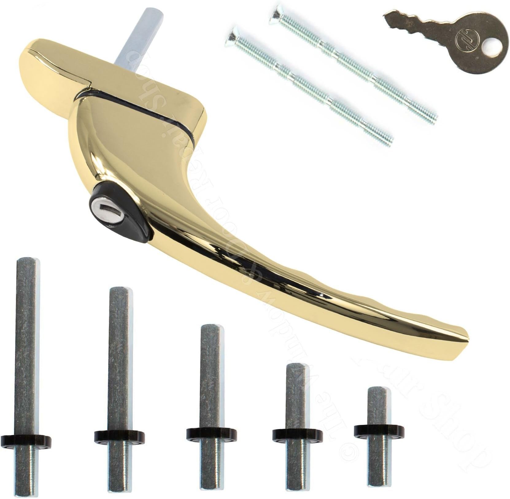 Polished Gold UPVC Universal Inline Espag Lockable Window Handle