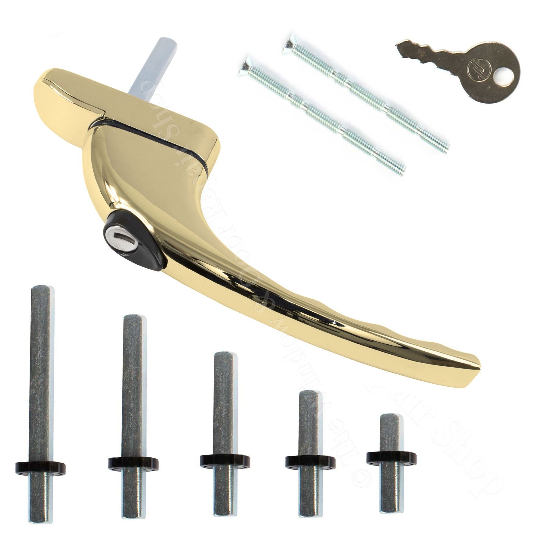 Witpoce Gold Polished - Upvc Universal Inline Espag Lockable Window Handle Smart Spindle