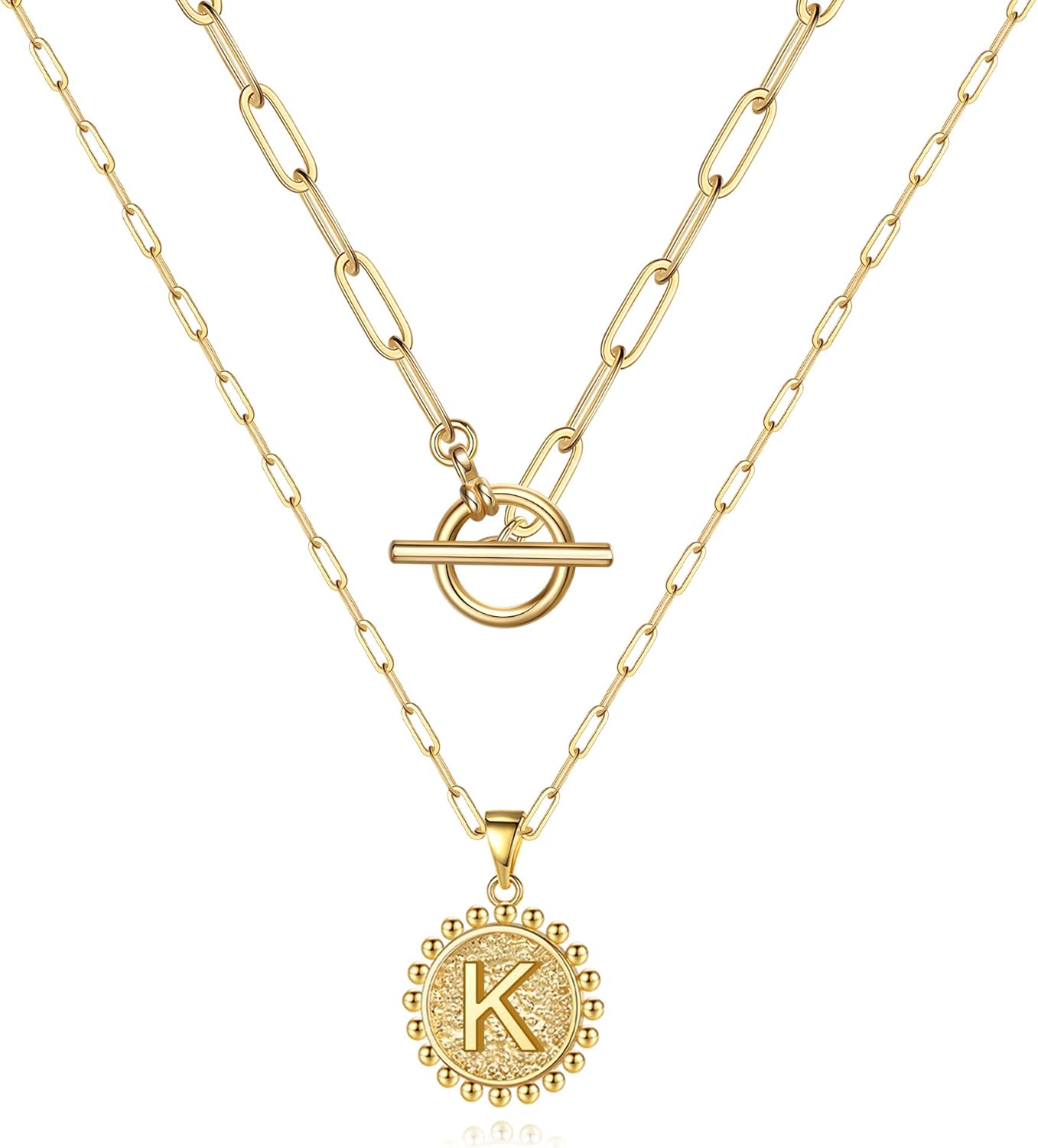 M MOOHAM Gold Layered Initial Necklaces for Women, 14k Gold