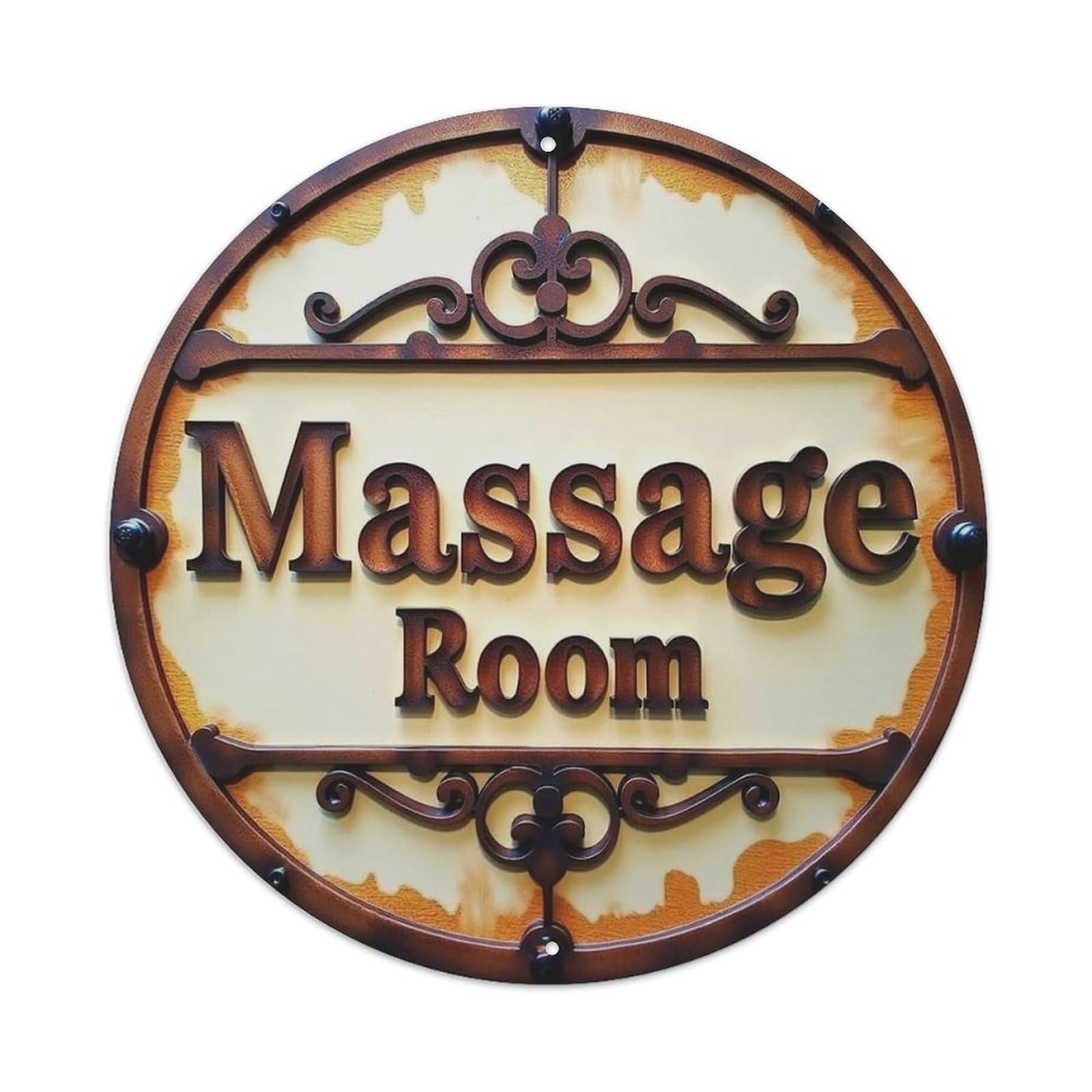 Circular Sign With Ornate Metal Tin Sign