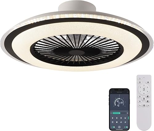 MDZHYA Ventilador de techo de perfil bajo con luces, ventiladores de techo sin aspas de 24 pulgadas, control remoto, ventilador de techo inteligente disponible en Yaxa Peru