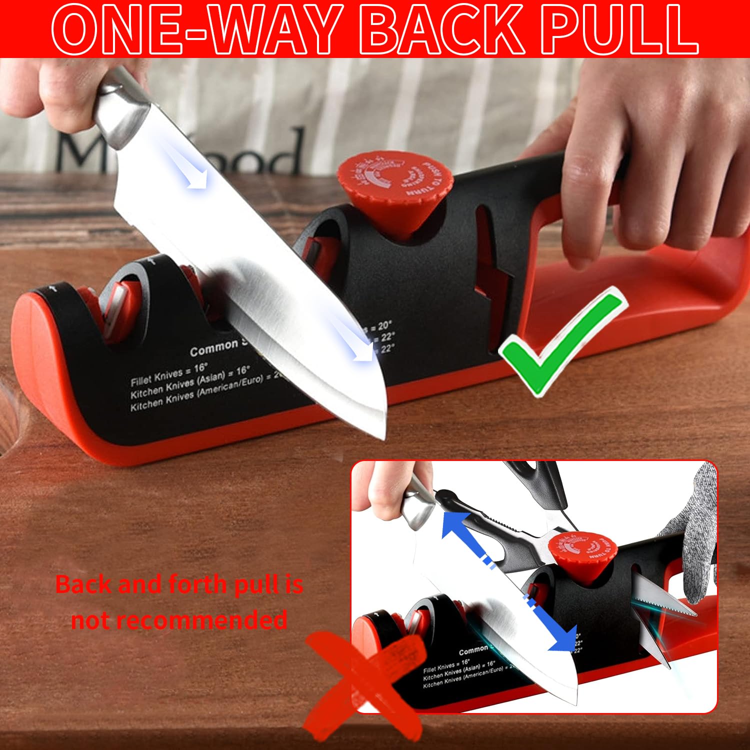 Affilacoltelli Professionale, 4 in 1 Affilacoltelli Manuale con Manopola ad Angolo Regolabile e con Base Antiscivolo, per Affilare Coltelli da Cucina, Forbici ect