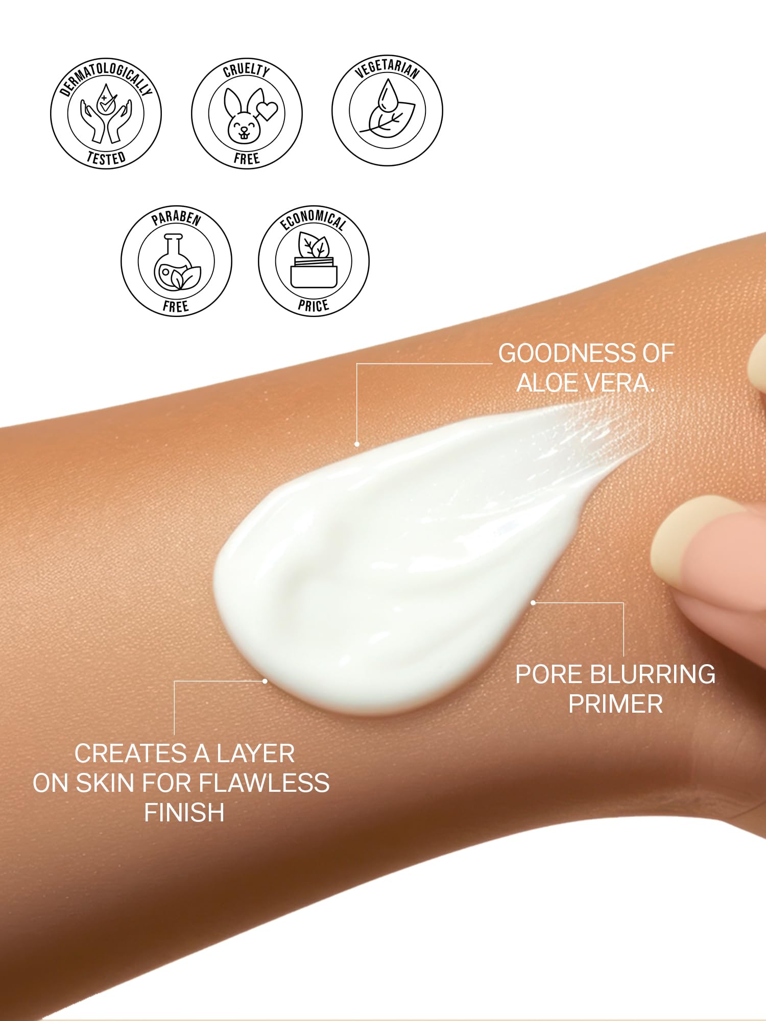 FLiCKA Silk Touch Hydratant et apprêt 3 en 1 pour le visage | Hydratant, léger, longue durée | Minimiseur de pores | Testé dermatologiquement | Tous les types de peau | Base de maquillage | 60 g |