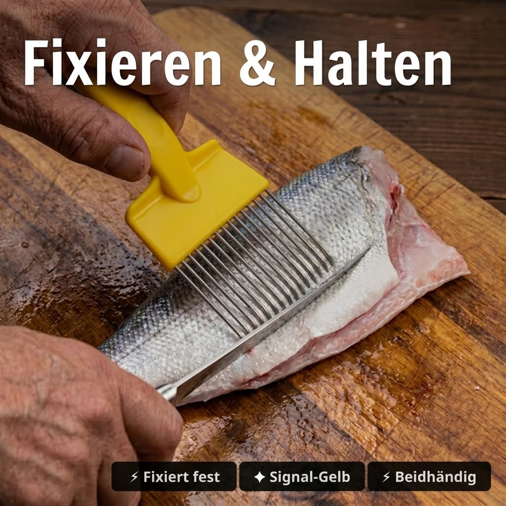 Zite Fishing All-in-One Filetierset | Filetiermesser 20 cm | Flexible Edelstahl-Klinge & Rutschfester Griff | Inkl. Filetierkamm & 2 Grätenzangen | Fischmesser Filetiergabel Forelle Hecht Zander