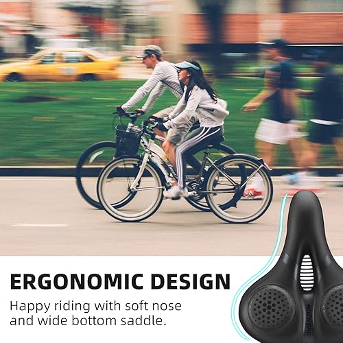 Miniatura 7 de ROCKBROS Asiento de Bicicleta para Hombres Mujeres Cómodo Ancho Asiento de Gel de Reemplazo, Sillín de Bicicleta Resistente al Agua y Transpirable,