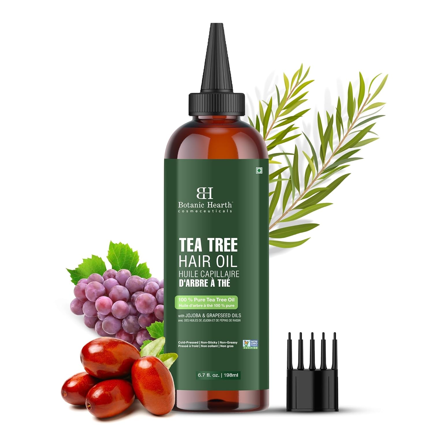 Botanic Hearth Tea Tree Hair Oil for Growth: Strengthens Dry Frizzy Damaged Hair, Relieves Itchy Scalp - 6.7 Fl Oz