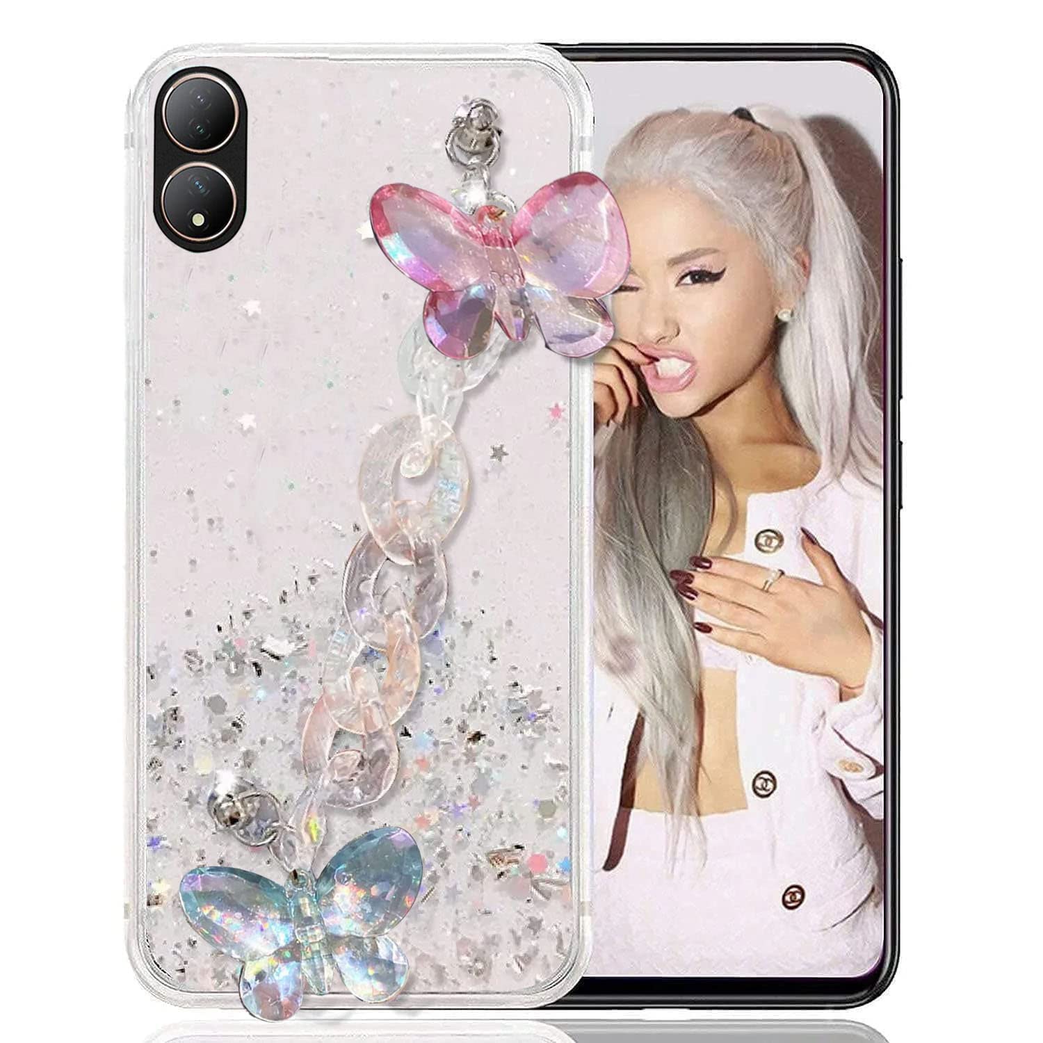 KC Back Cover for Vivo Y100 5G & Vivo T2 5G, Crystal Butterfly Wrist Bracelet Chain Holder Non Moving Dry Fixed Glitter Soft Silicone Case (Transparent) (B0C43R5386) Amazon Price History, Amazon Price Tracker
