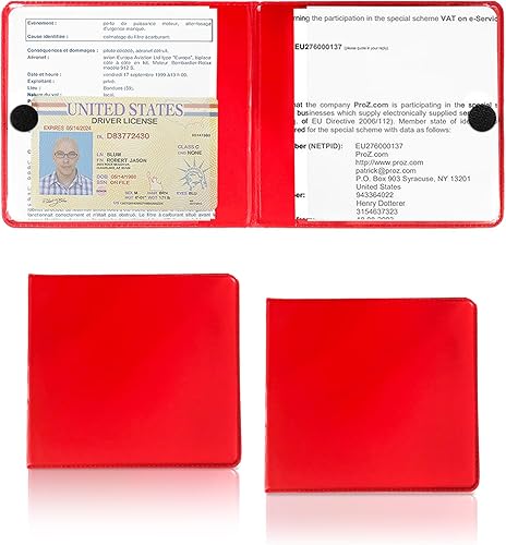 2 soportes para registro y seguro de automóvil, organizador esencial de 10.6 x 4.8 pulgadas con cierre, accesorios interiores del vehículo,