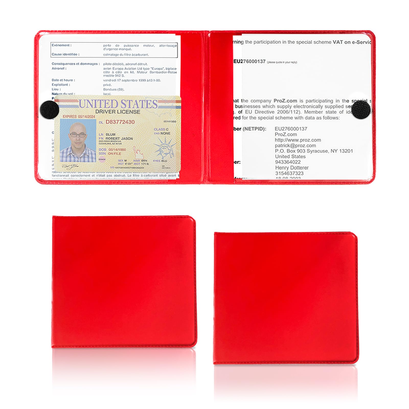 2 PCS Car Registration and Insurance Holder, 10.6''×4.8'' Essential Auto Card Glove Box Organizer with Closure, Vehicle Interior Accessories Perfect for Documents, Cards
