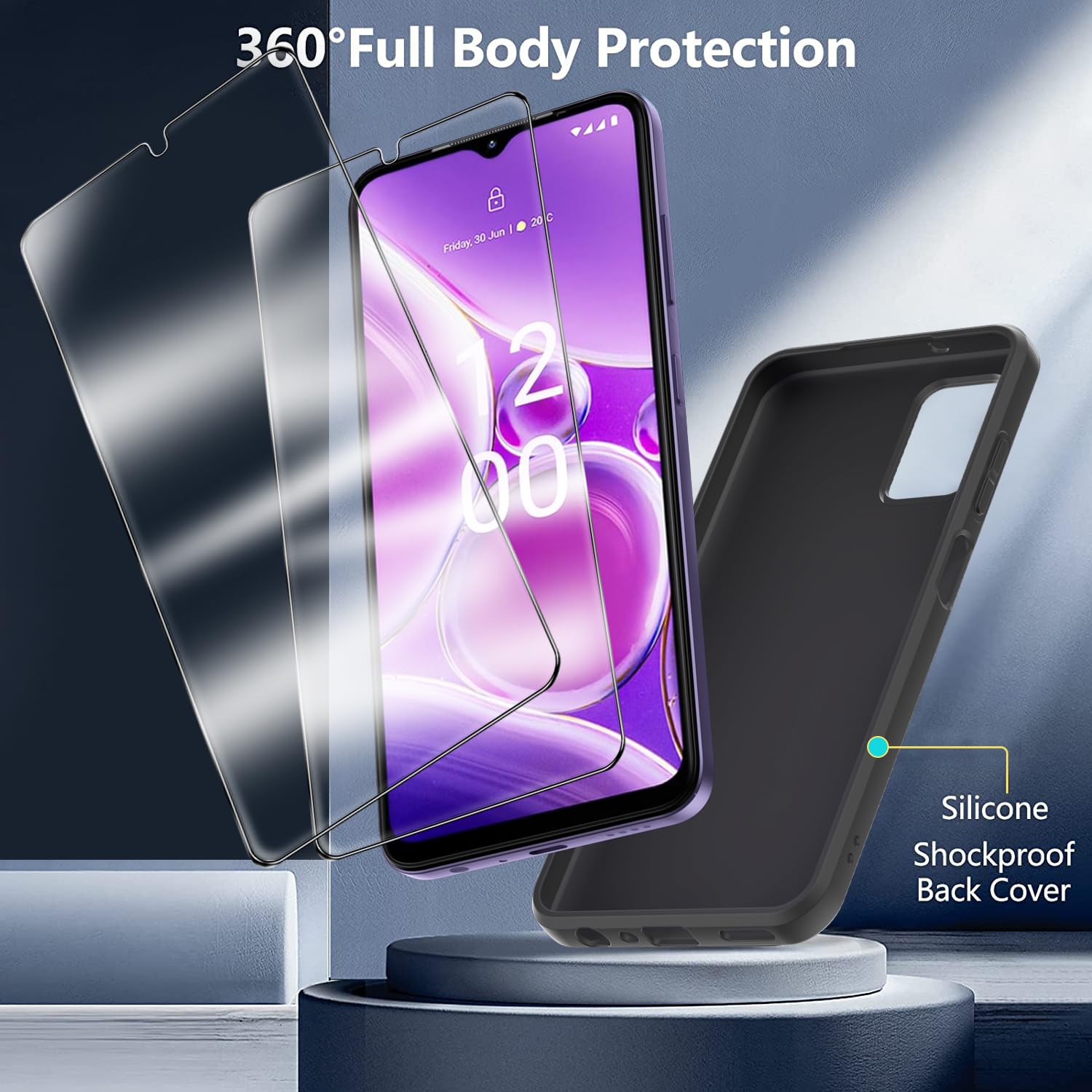 SCL Hülle Für Nokia G42 5G Mit Panzerglas, Carbon-Design, 2-teilig - Stoßfest, Rutschfest, 9H Härte