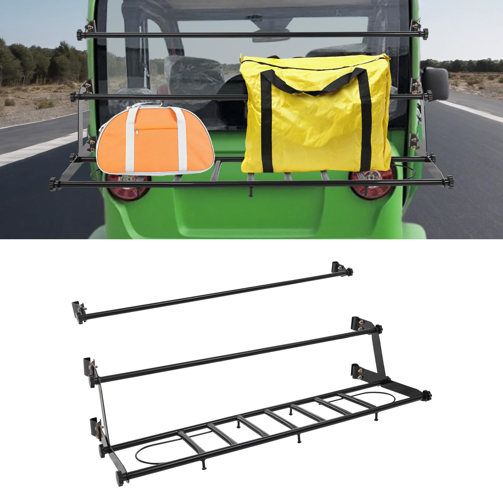 Bagażnik dachowy z żelaza, 110 cm, uniwersalny do bagażnika samochodowego ze wzmocnionymi belkami poprzecznymi, aerodynamiczna konstrukcja do transportu