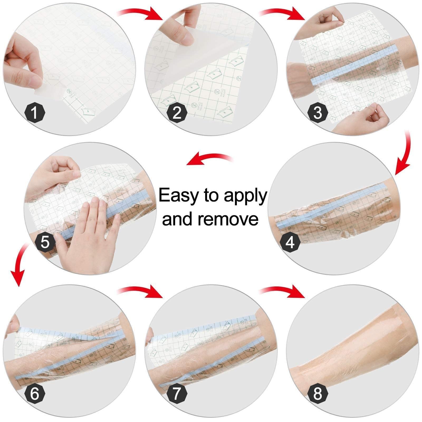 Benda Adesiva Elastica Impermeabile Pd Catetere Per Dialisi Copertura Per Doccia Scudi Per Ferite-50 Pezzi/100 Pezzi,20 × 20 Cm Scudo Per Doccia Catetere Barriera D'Acqua Per Stomia,Dialisi,50Pcs