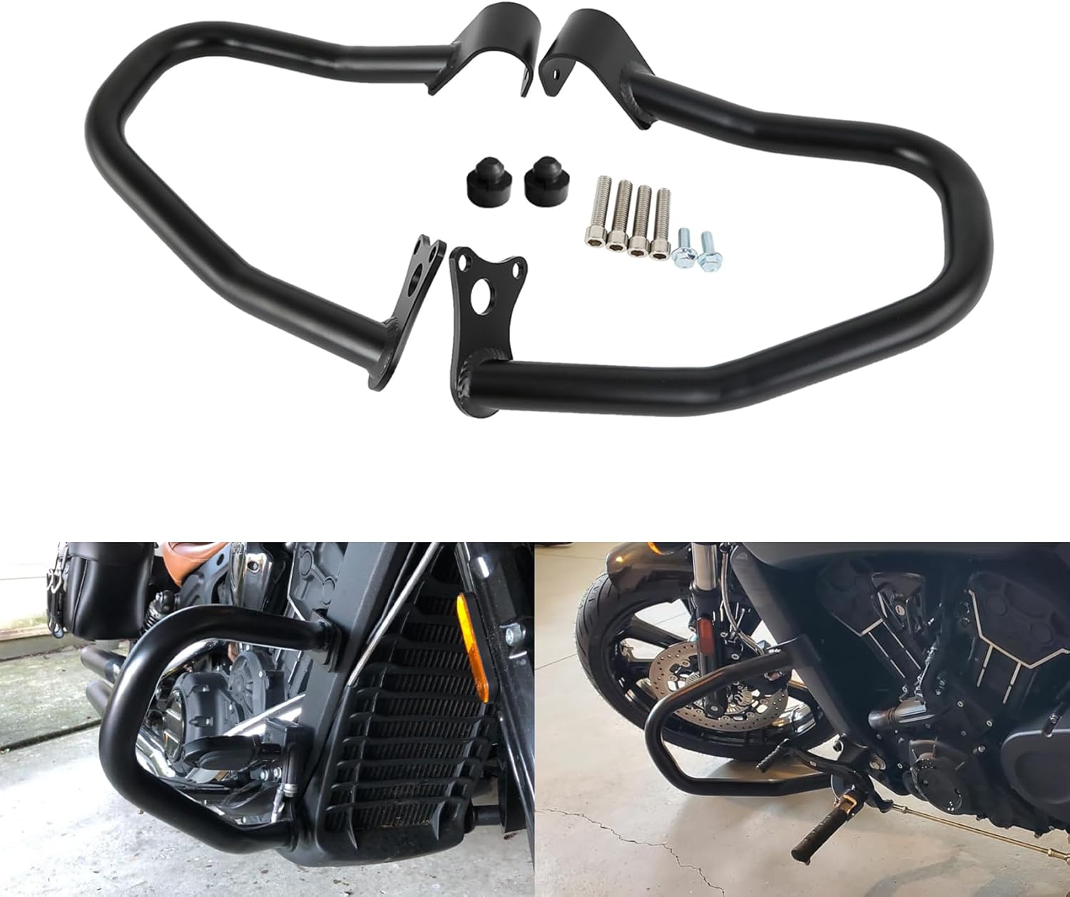 TCT-MOTORPARTS Engine Guard Highway Crash Bar Guard Support Fit for Indian Scout 2015-2024; Scout Bobber ABS 2018-2023; Scout Sixty 2016-2024 (Repl. 2881756-156) Black