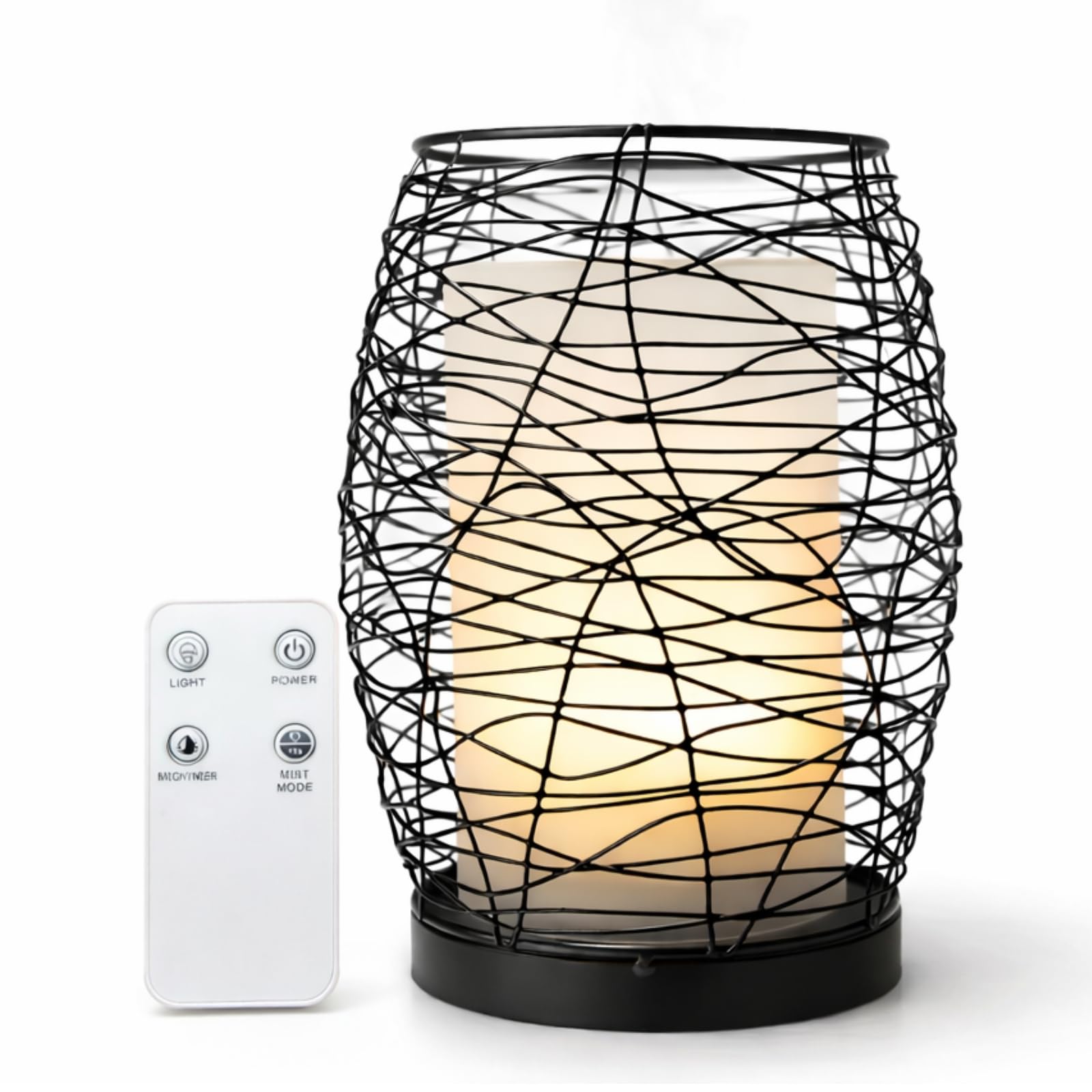Zen’Arôme Diffuseur d’Huile Essentielle Volupsia – Diffuseur Ultrasonique Aromathérapie à Froid - Diffuseur Électrique Parfum Maison avec Télécommande - Éclairage LED Effet Bougie – en Métal et Verre