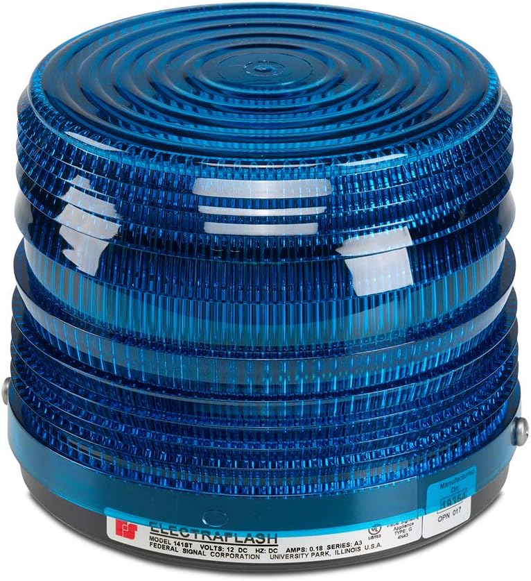 141ST-024B Electra Flash Strobe Warning Light, Single Flash, Surface Mount, 24 VDC, Blue